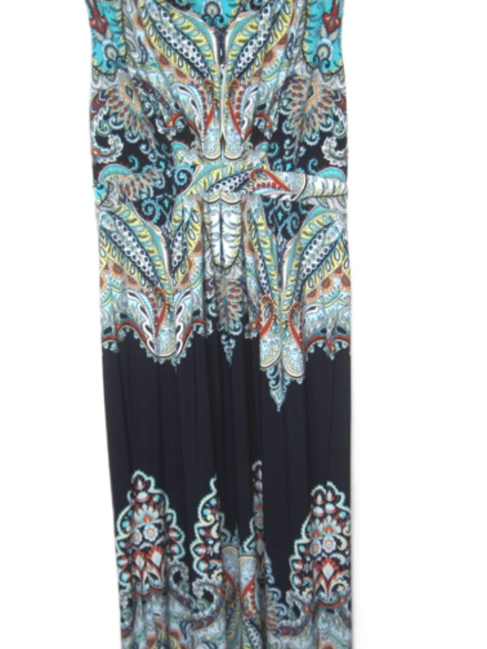 Chico's Jasmina Maxi Dress Size 2 US 12 Paisley Floral Dress Sleeveless Blue - Picture 10 of 13